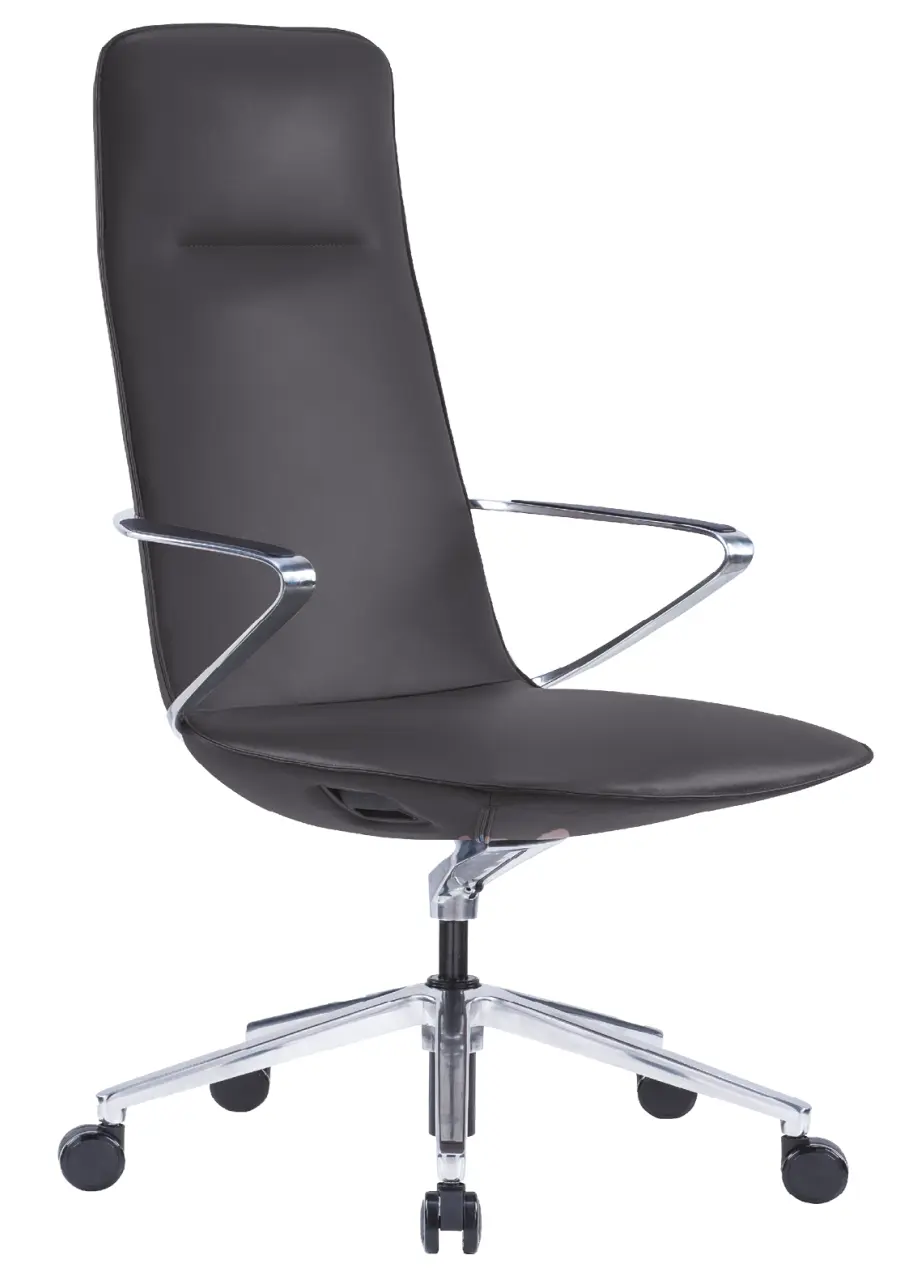 AURA LUX - AL, křeslo kancelářské, kříž ALU, černá kůže